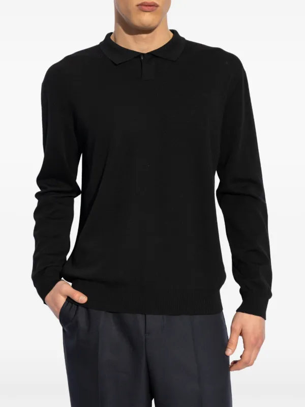 Giorgio Armani fine-knit Polo Shirt Black FARFETCH IN