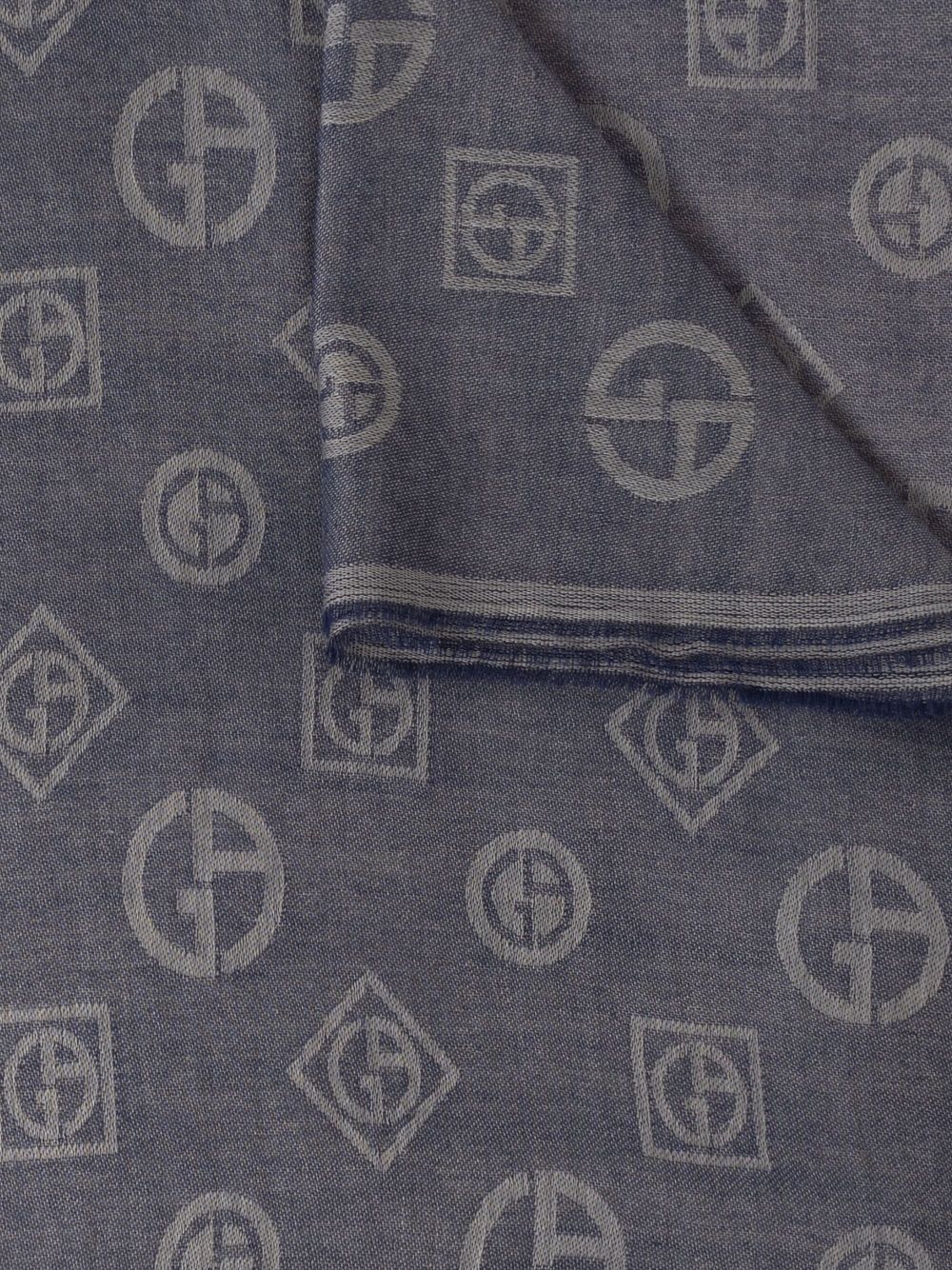 Giorgio Armani monogram-jacquard scarf - Blauw