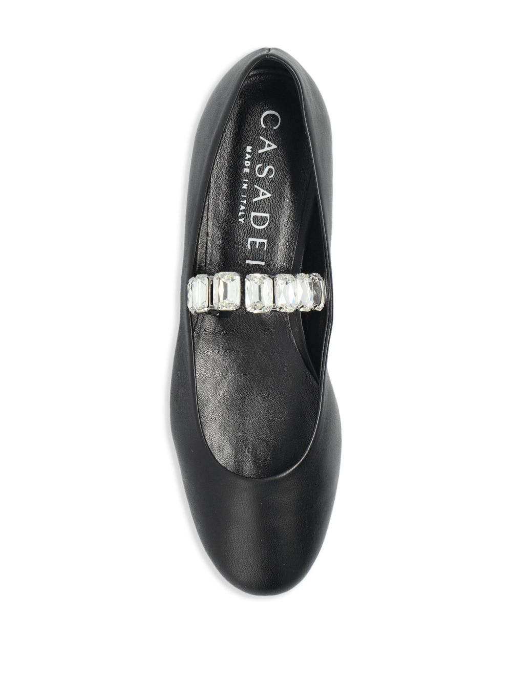 Casadei crystal-embellished ballet flats Black