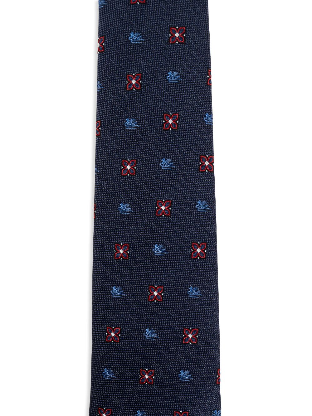 ETRO Pegaso-embroidered tie - Blauw