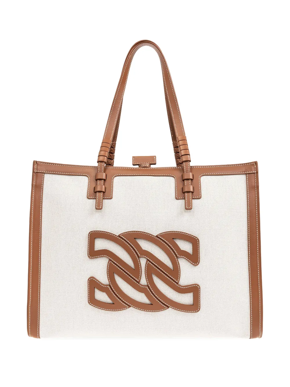 Casadei Women's Canvas And Leather Tote Bag In Neutrals