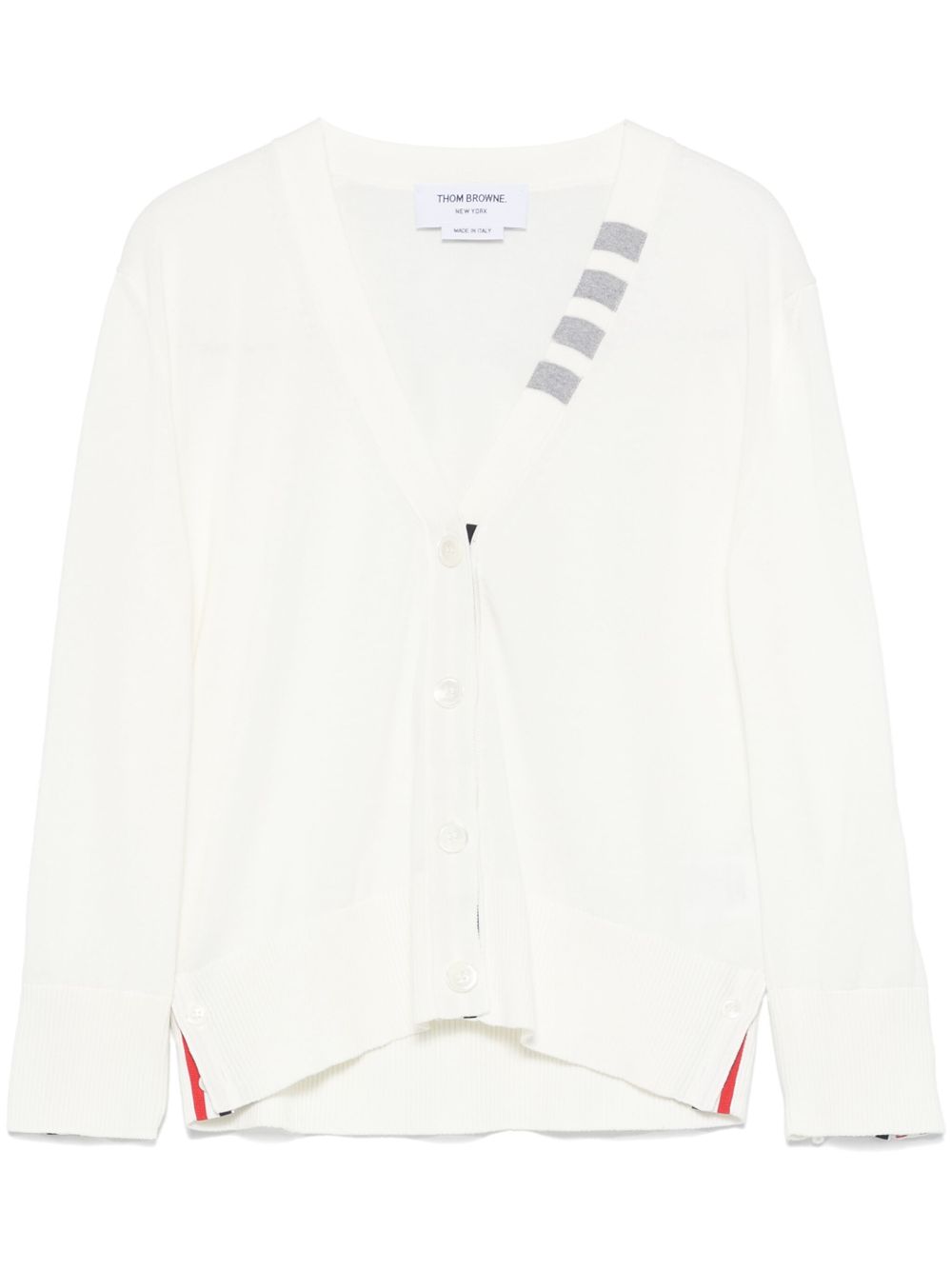 Thom Browne 4 Bar Stripes jersey cardigan - White