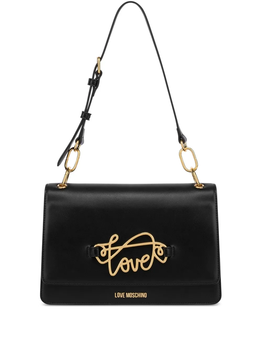 Love Moschino ロゴプレート ショルダーバッグ - ブラック Love Moschino ロゴプレート ショルダーバッグ - ブラック