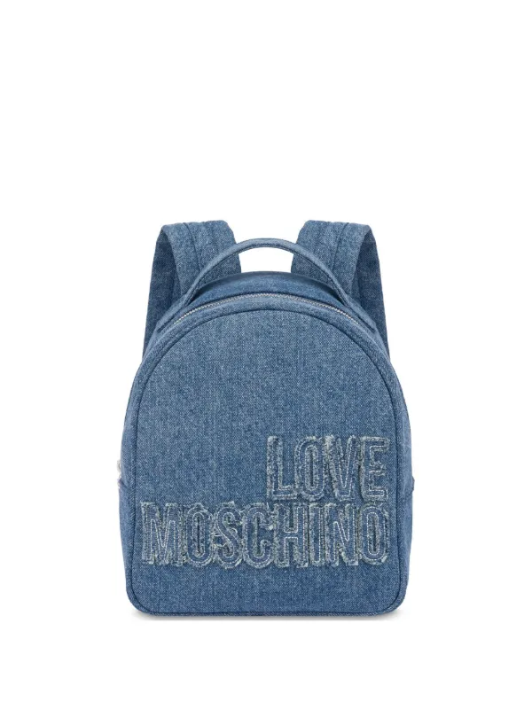Love Moschino logo-appliqué Backpack Blue FARFETCH IN