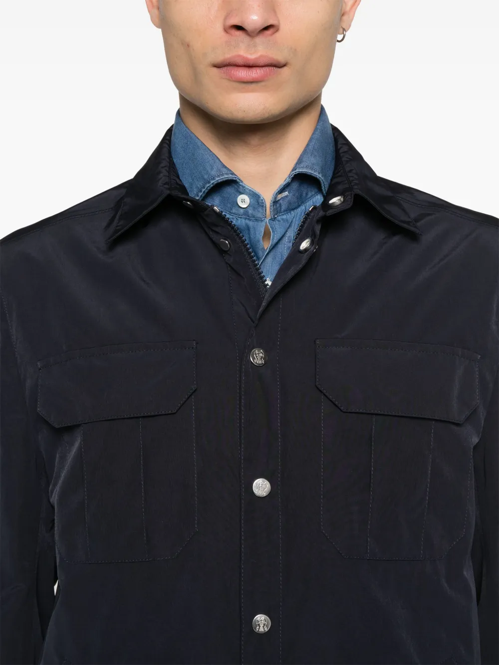 Brunello Cucinelli Jack met logo-knopen Blauw