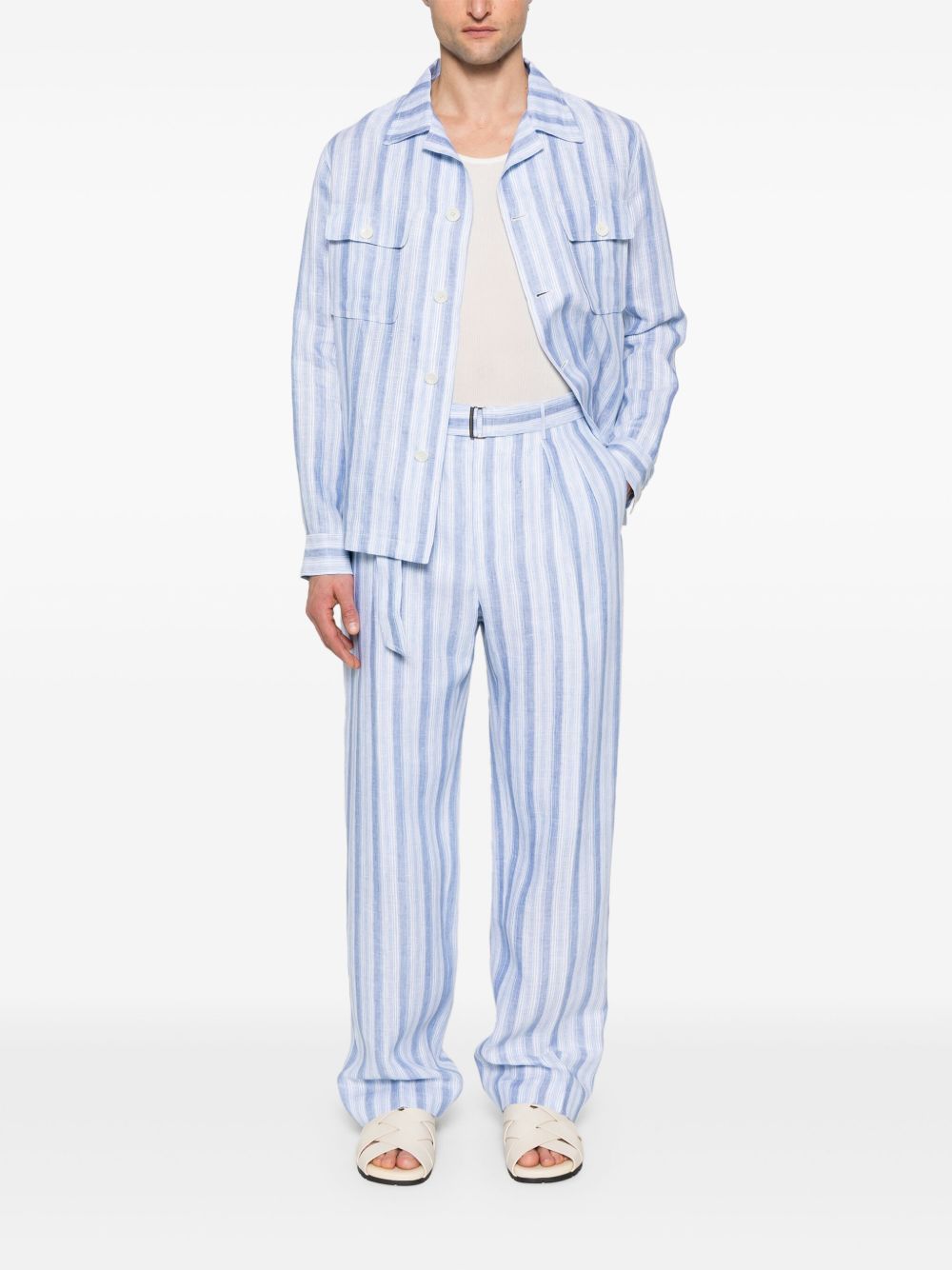 Tagliatore striped shirt jacket - Blauw