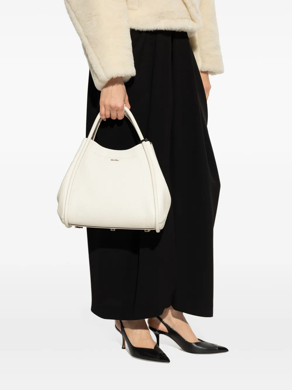Max Mara Marine shopper met imitatiebont - Wit