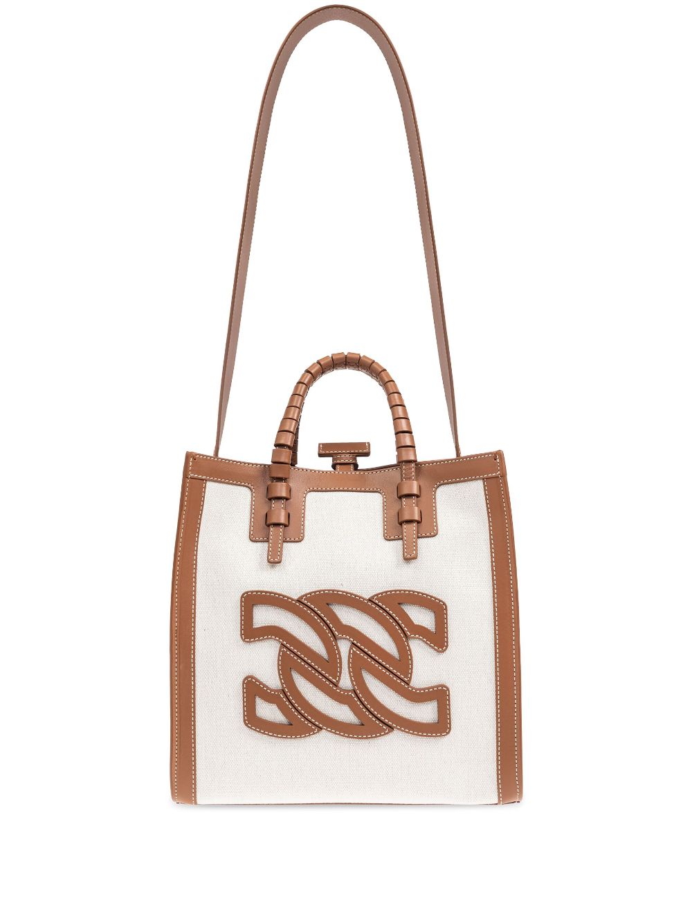 Casadei logo-patch tote bag - Neutrals