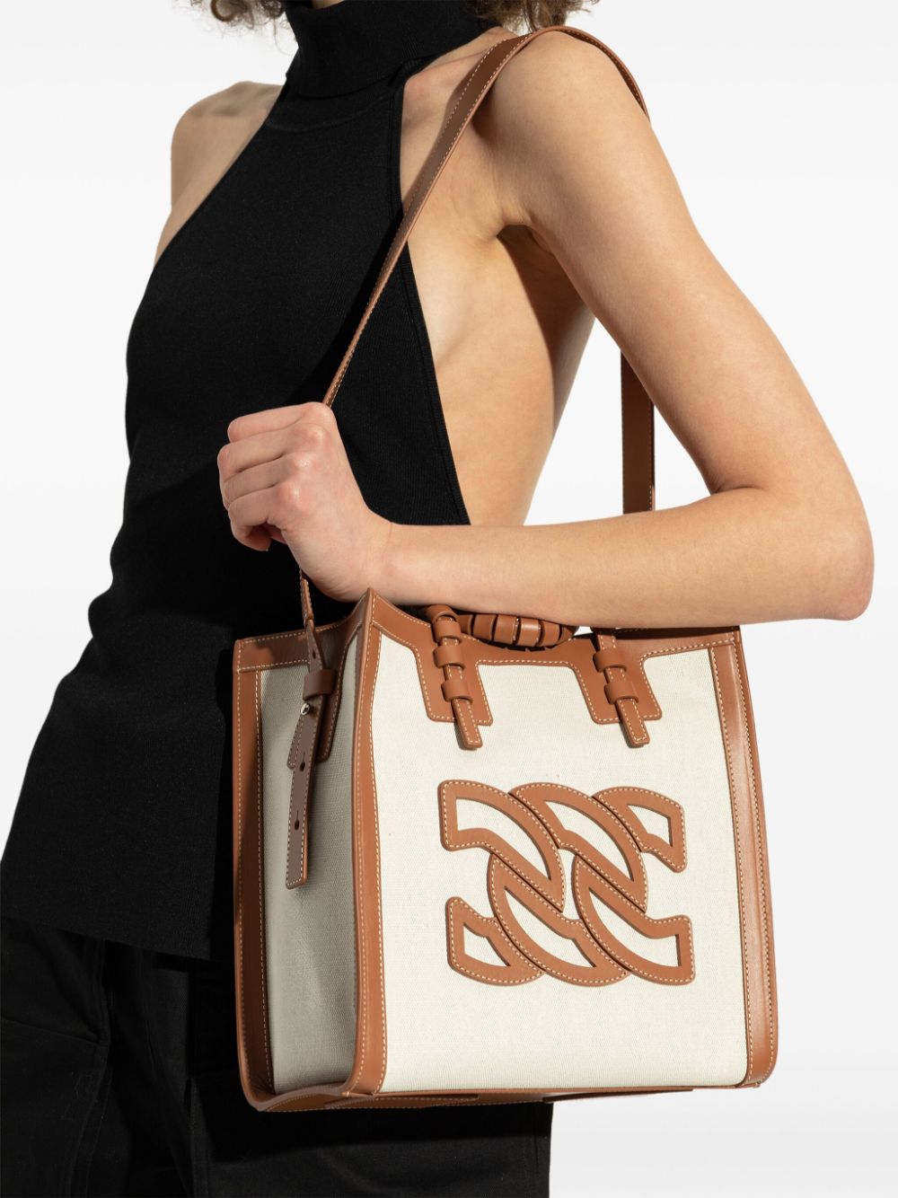 Casadei logo-patch tote bag - Beige