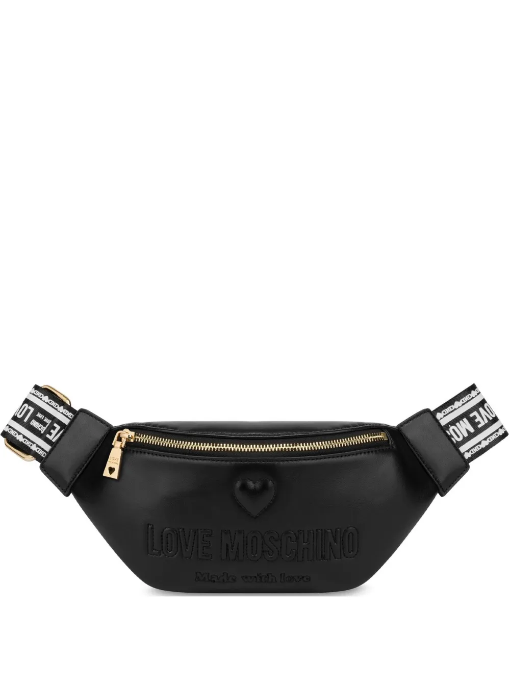 Love Moschino ロゴエンボス ベルトバッグ - ブラック Love Moschino ロゴエンボス ベルトバッグ - ブラック