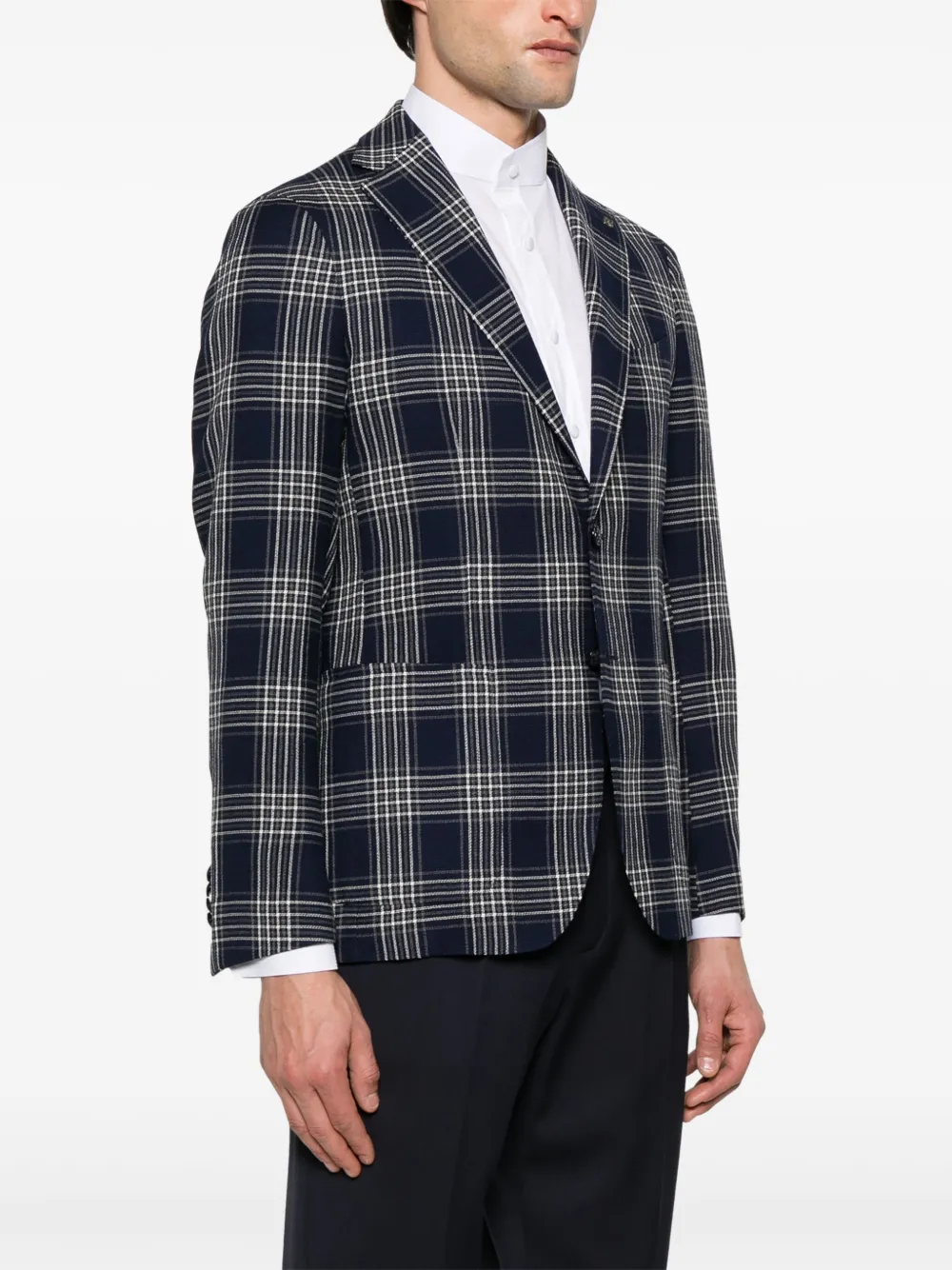 Tagliatore Geruite blazer Blauw