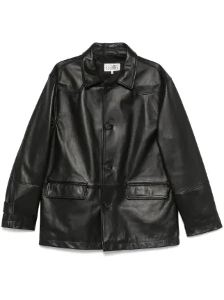 MM6 Maison Margiela レザージャケット | ブラック | FARFETCH JP