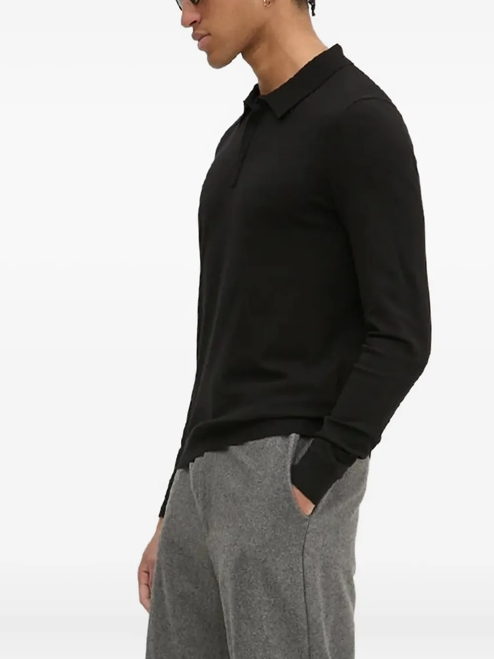 HUGO long-sleeve polo-collar sweater | Black | Image 1