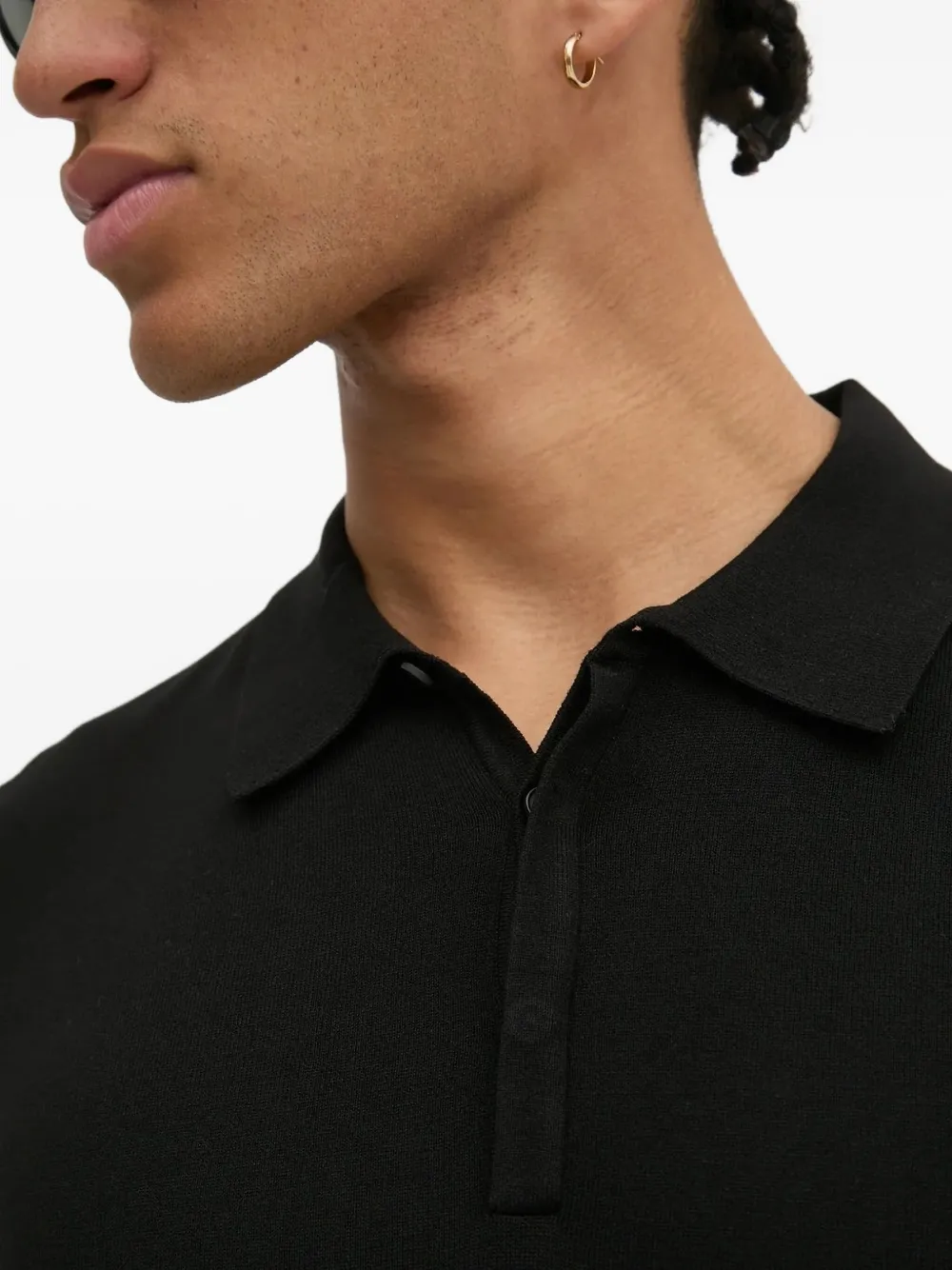 Hugo Boss Long-sleeve Polo-collar Sweater In Black