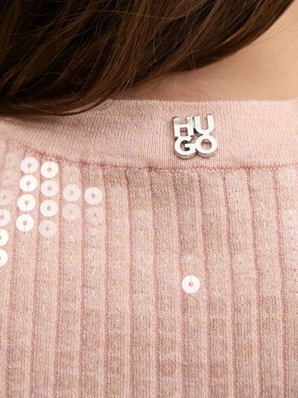 Hugo Boss Sequin-embellished Knitted Top In Pink