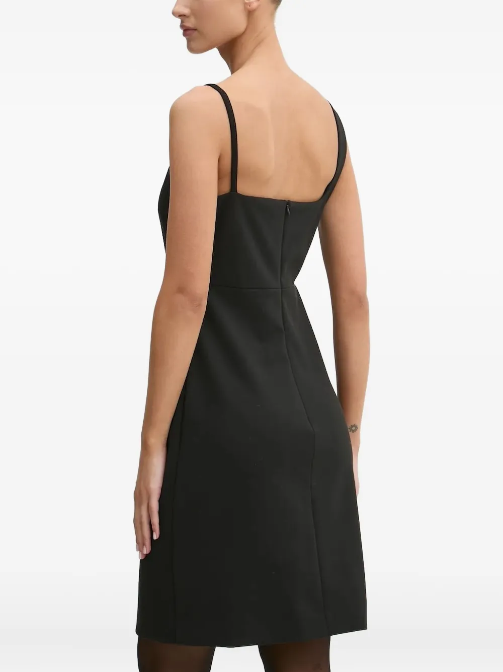 HUGO square-neck mesh-insert midi dress - Zwart