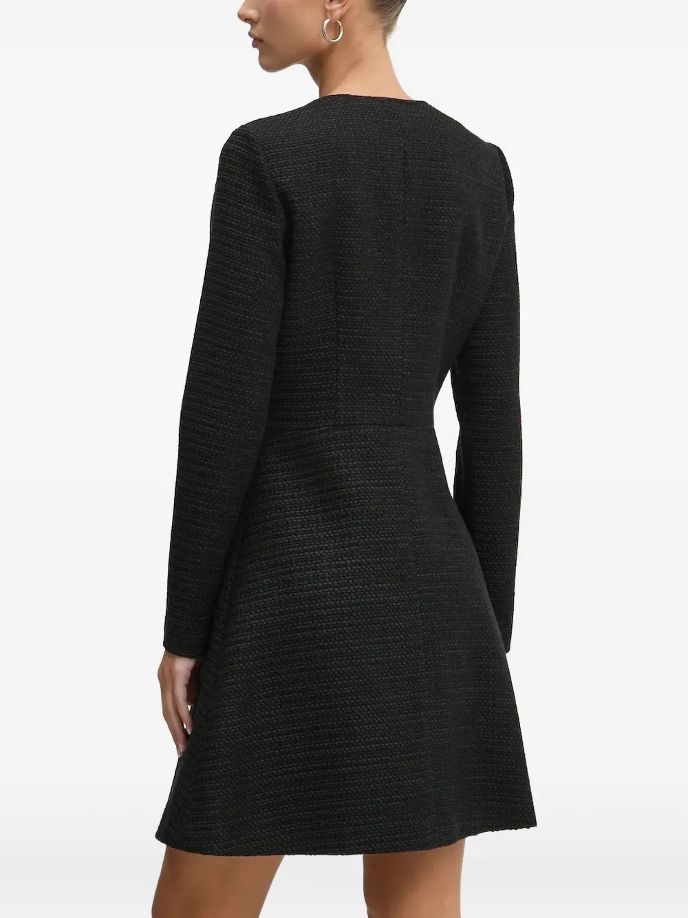 HUGO tweed button-front dress Zwart