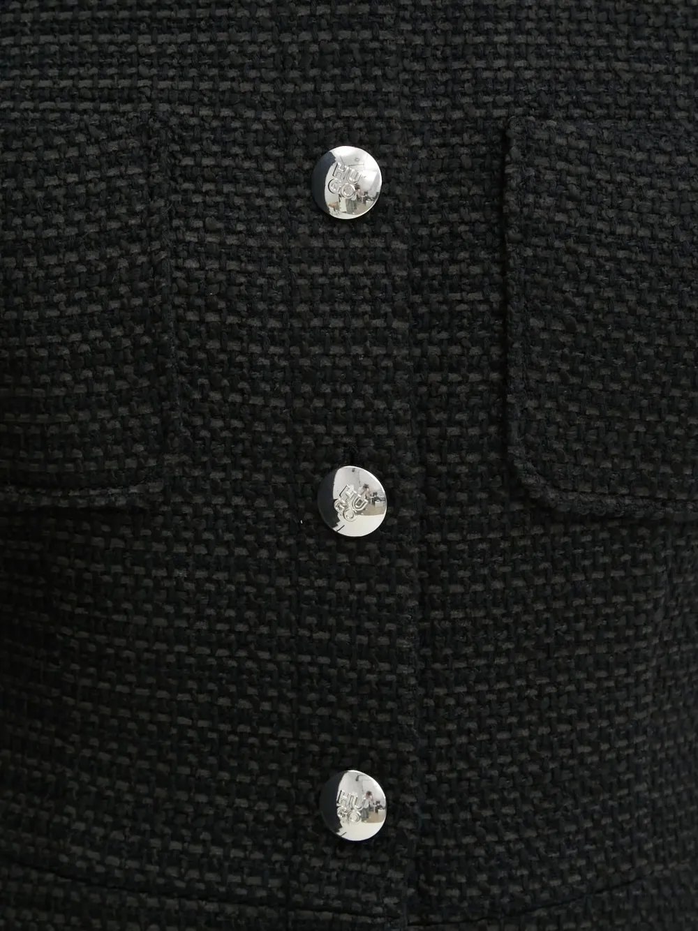 HUGO tweed button-front dress Zwart