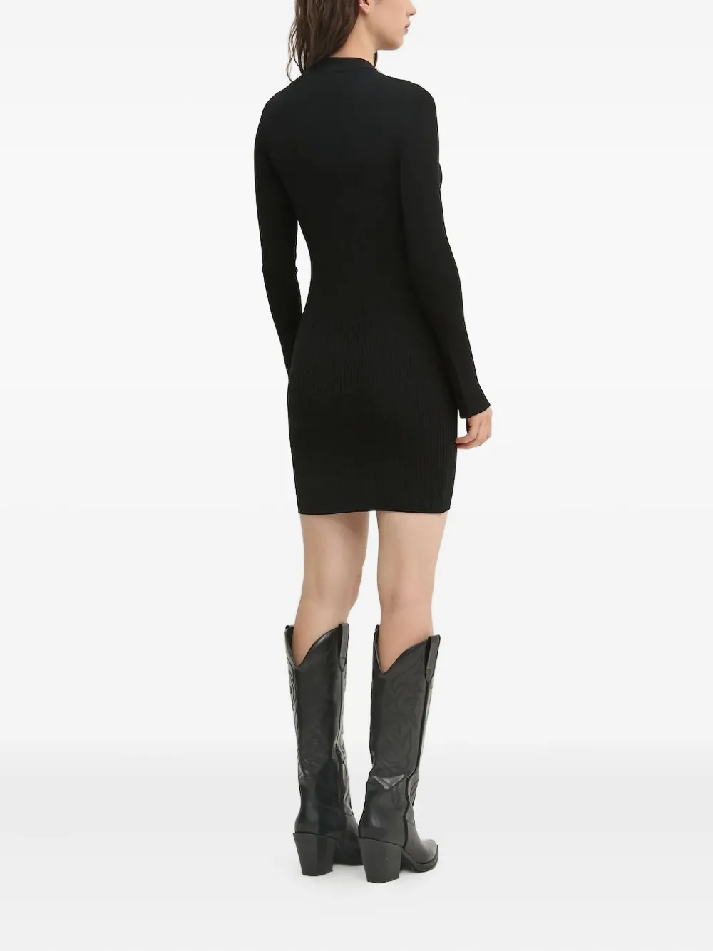 HUGO ribbed mini dress - Zwart