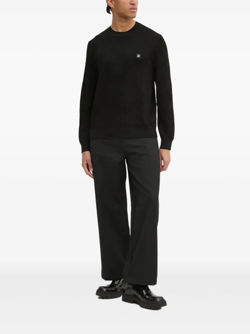 HUGO logo-patch sweater | Black | Image 1