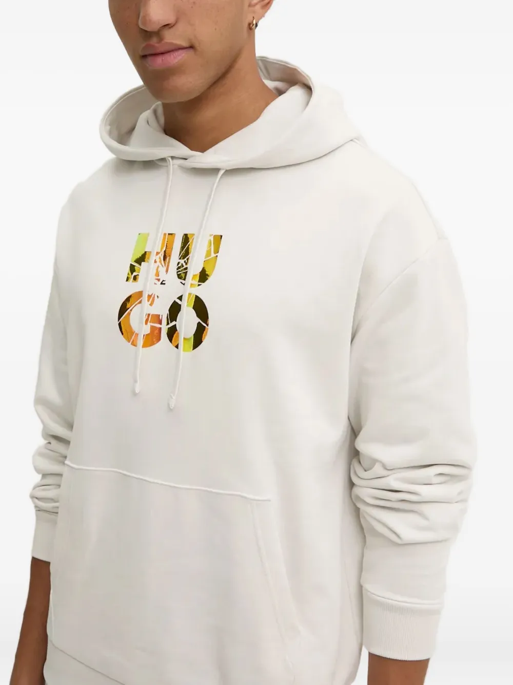 HUGO Hoodie met logoprint Beige