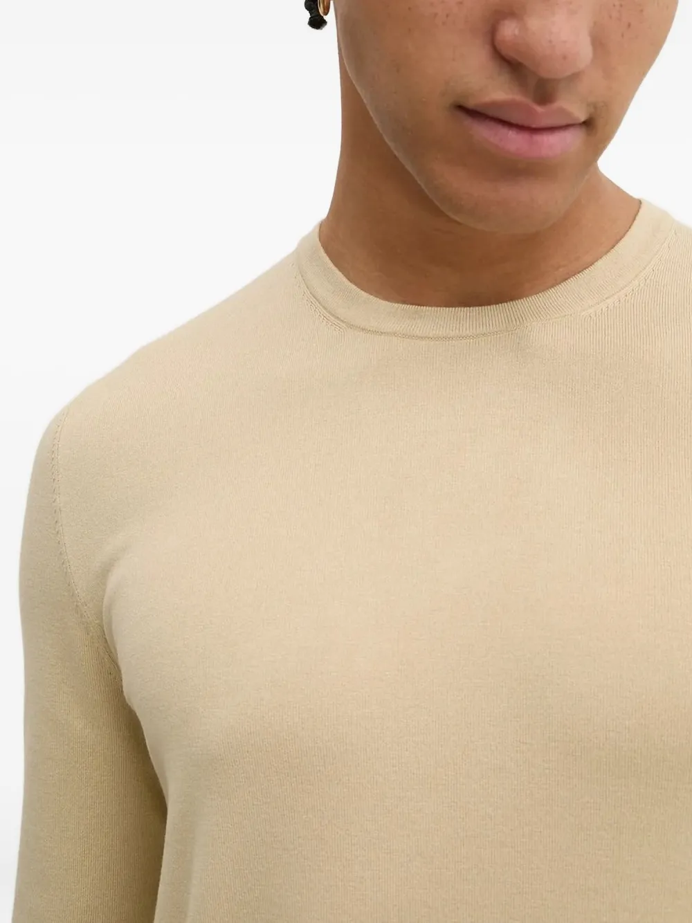 HUGO Trui met ronde hals en lange mouwen Beige