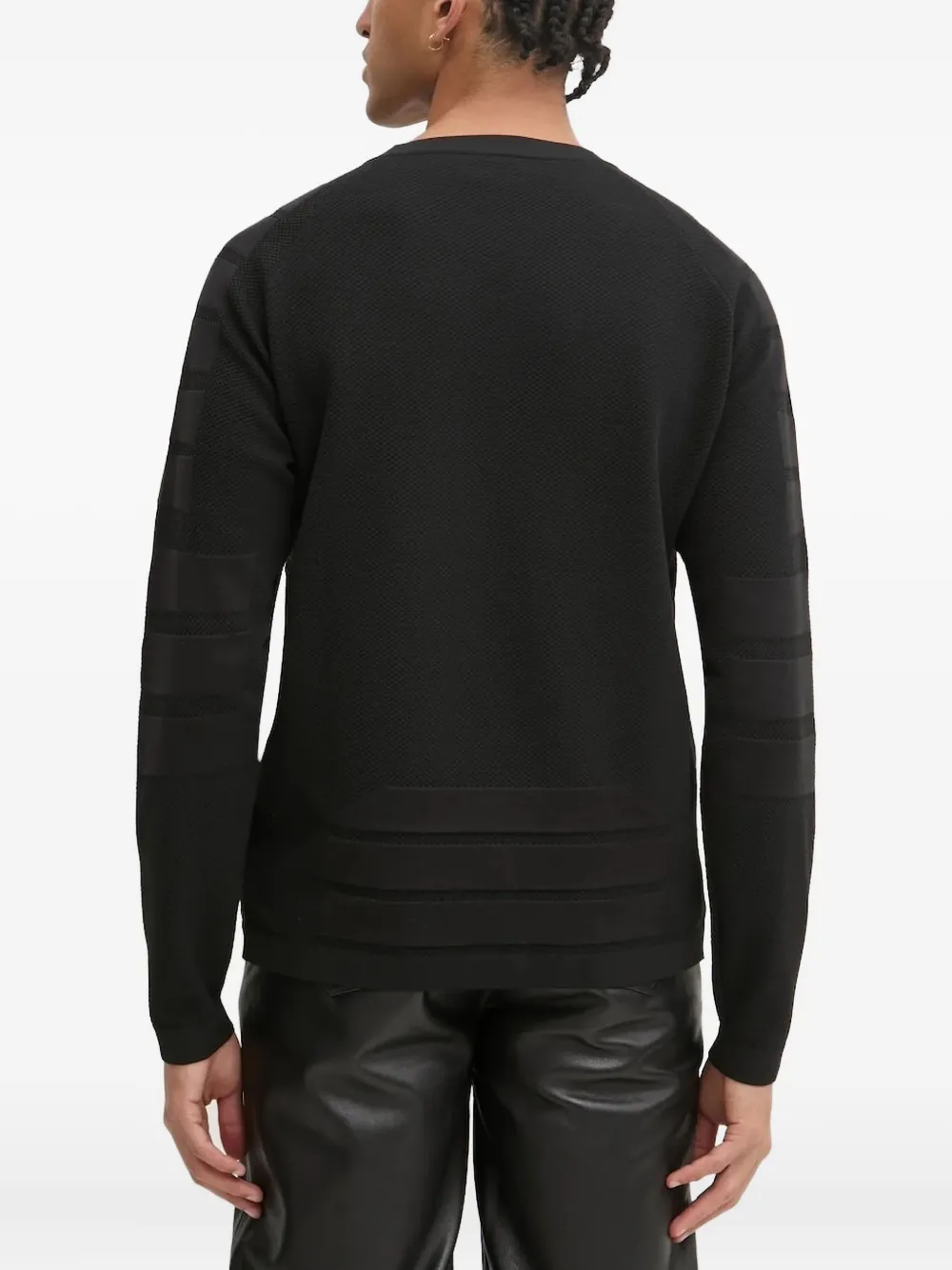 HUGO logo-detail sweater - Zwart