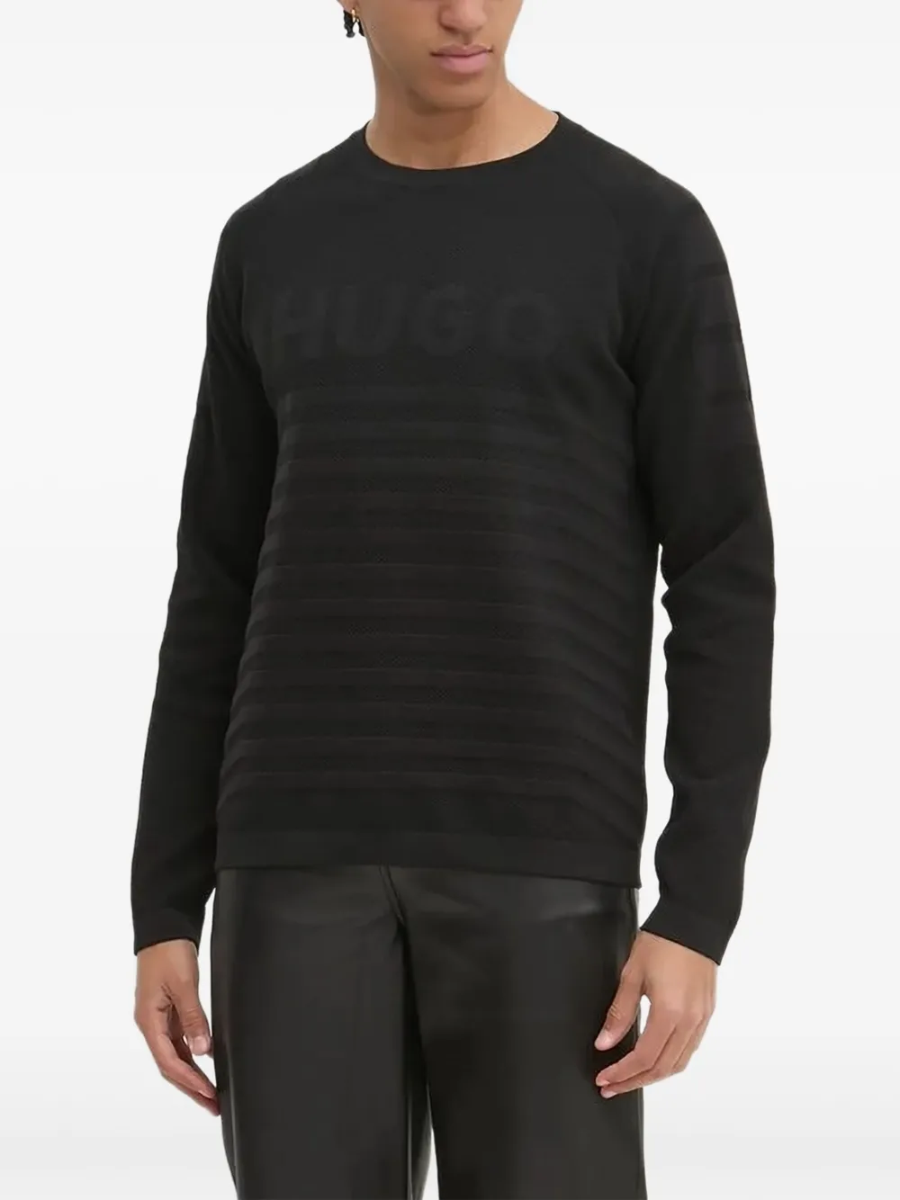HUGO Trui met logodetail Zwart