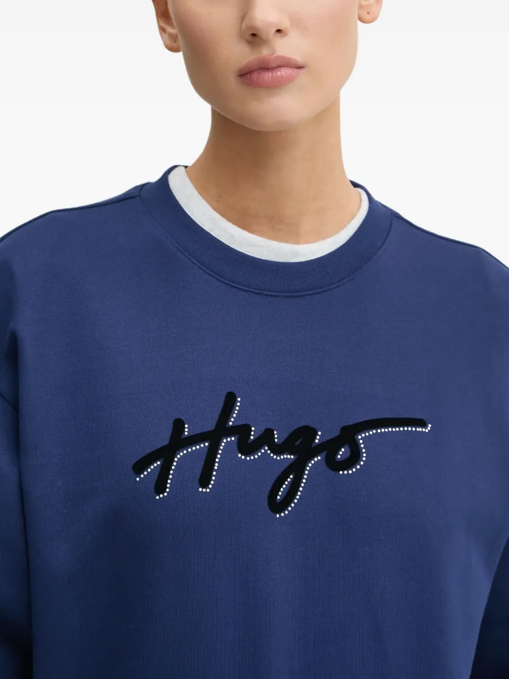 HUGO Sweater met logoprint Blauw