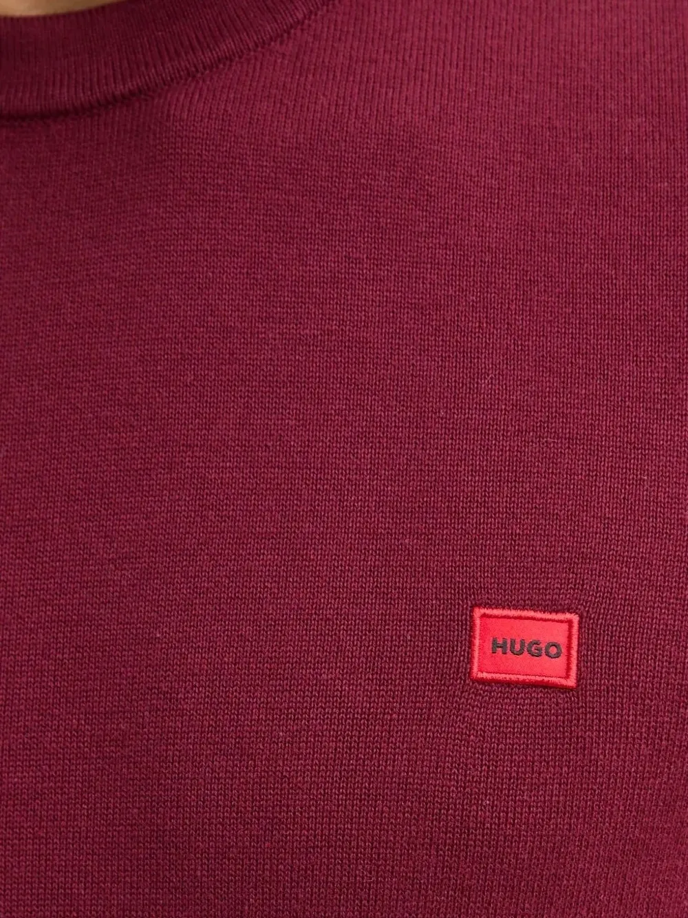HUGO Trui met logoplakkaat en ronde hals Rood
