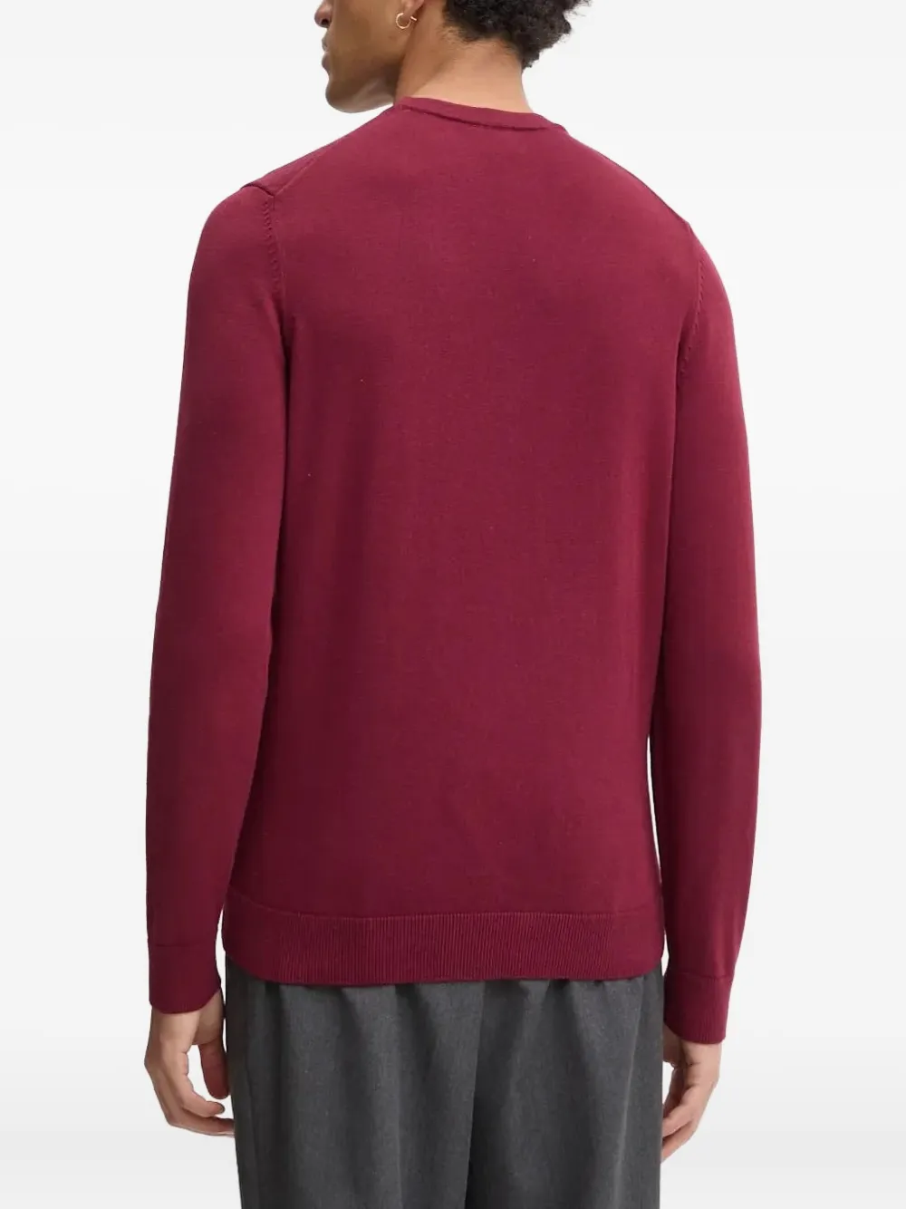 HUGO Trui met logoplakkaat en ronde hals - Rood