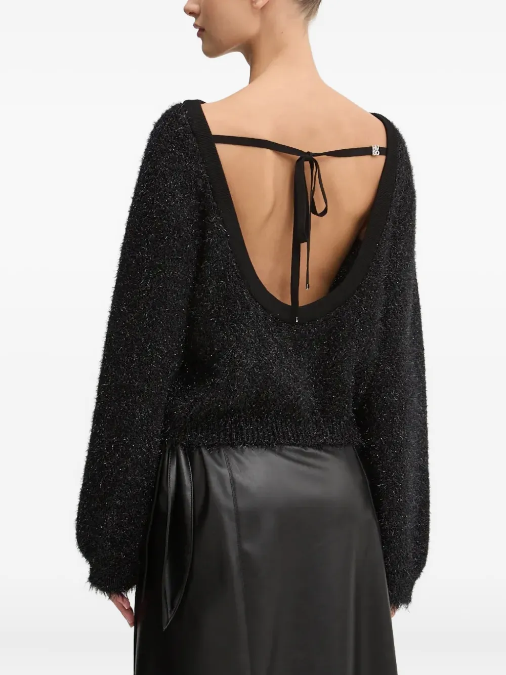 HUGO Trui met gestrikte rug Zwart