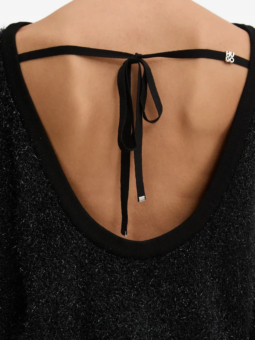 HUGO Trui met gestrikte rug Zwart