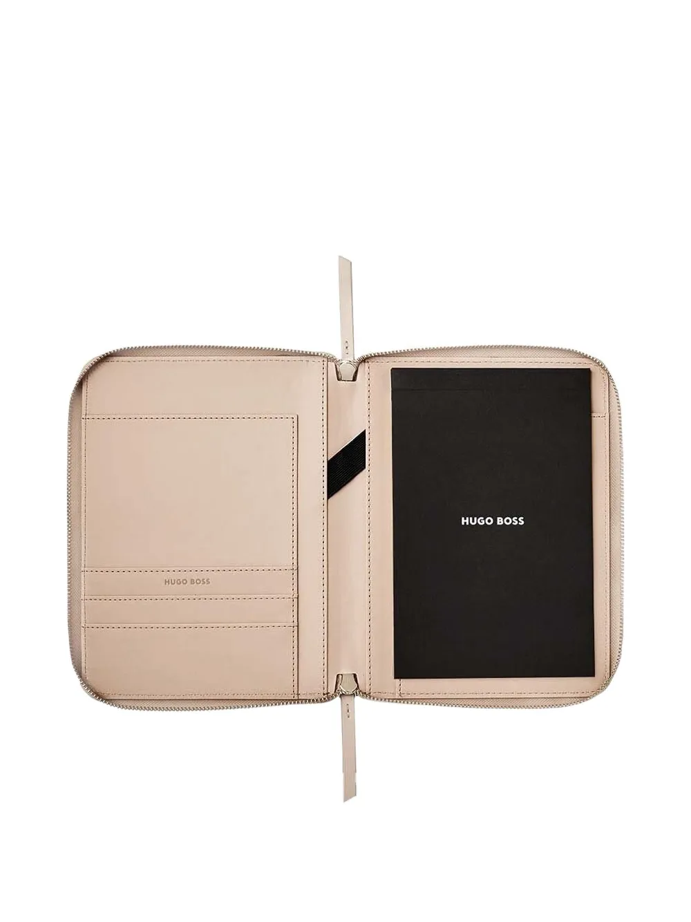 Hugo Boss Triga Conference Folder Chevron-quilted Zip-around Portfolio (a5) In Neutral