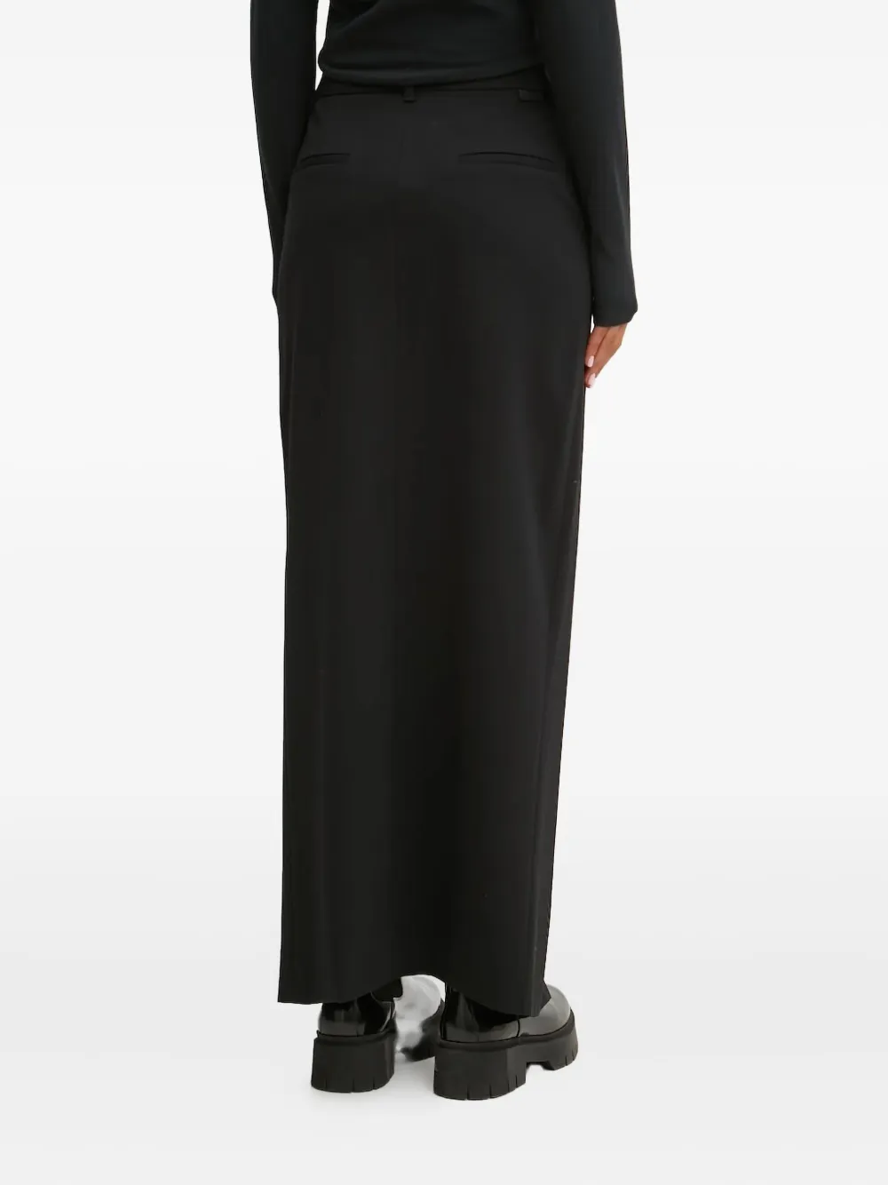Hugo Boss Split-front Long Skirt In Black