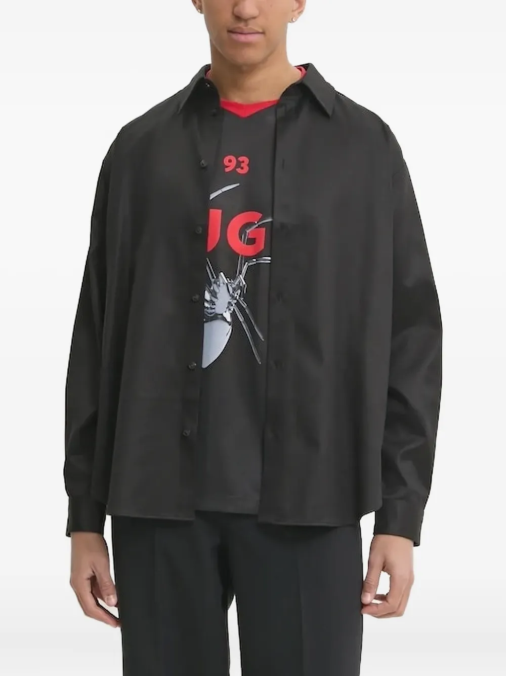 HUGO cotton-blend shirt Zwart