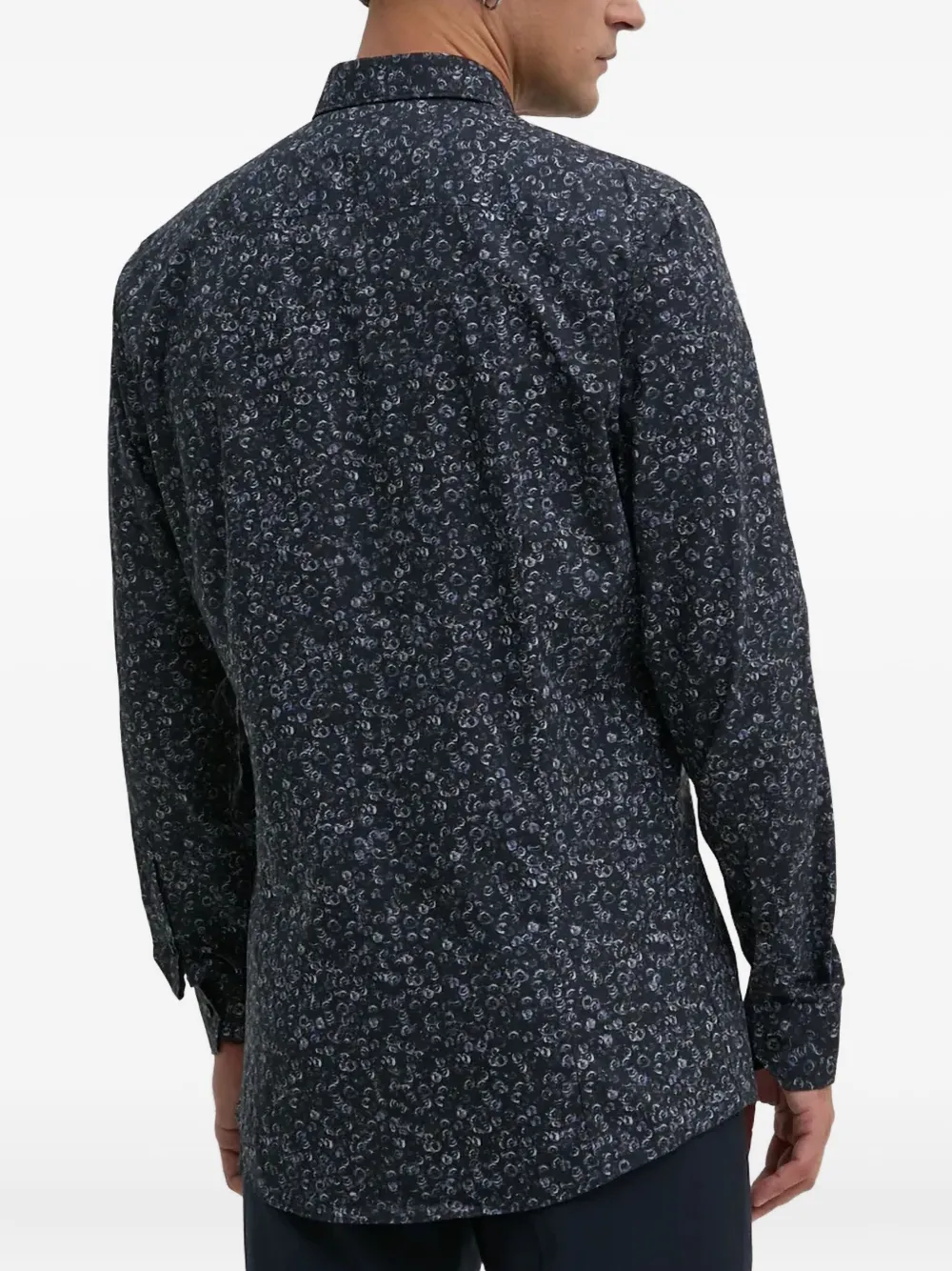 HUGO Overhemd met bloemenprint en knoopsluiting Blauw