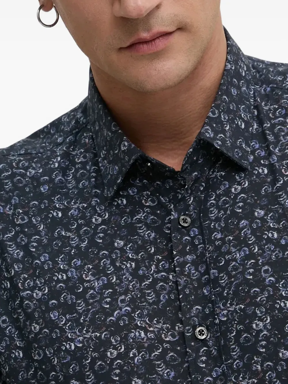 HUGO Overhemd met bloemenprint en knoopsluiting Blauw