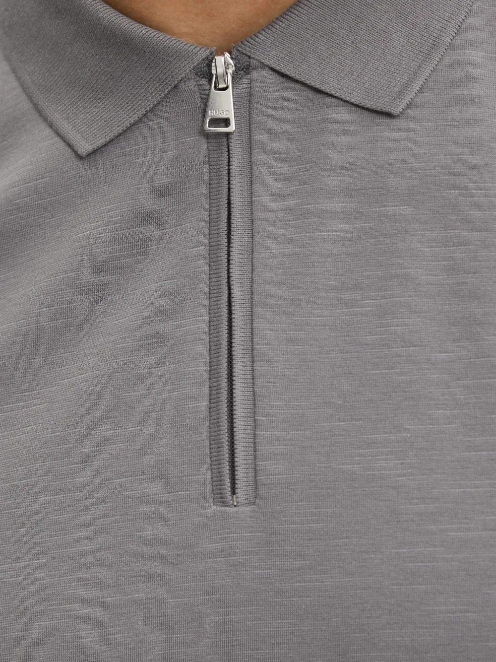Hugo Boss Zip-neck Polo Shirt In Gray