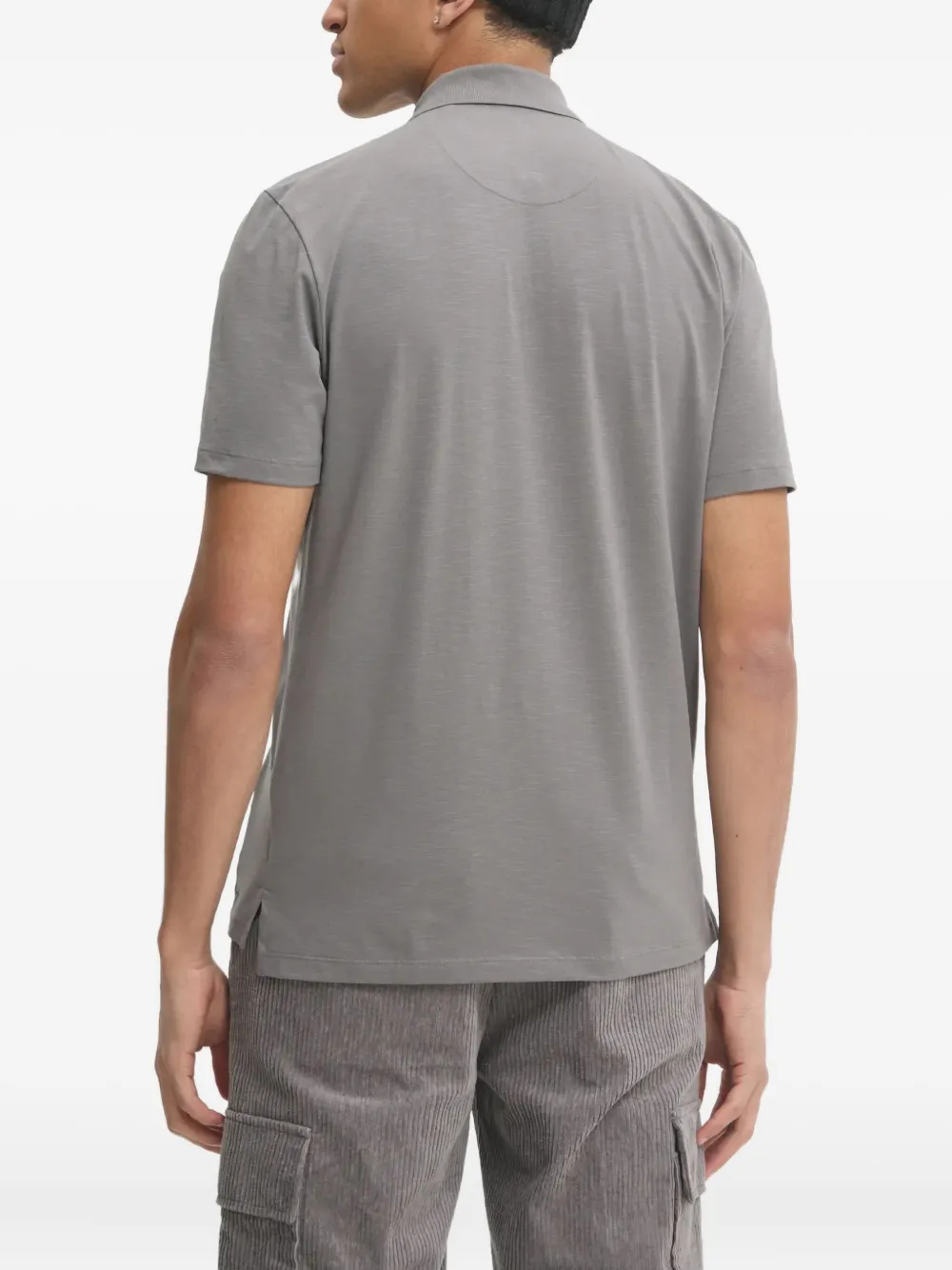 Hugo Boss Zip-neck Polo Shirt In Gray