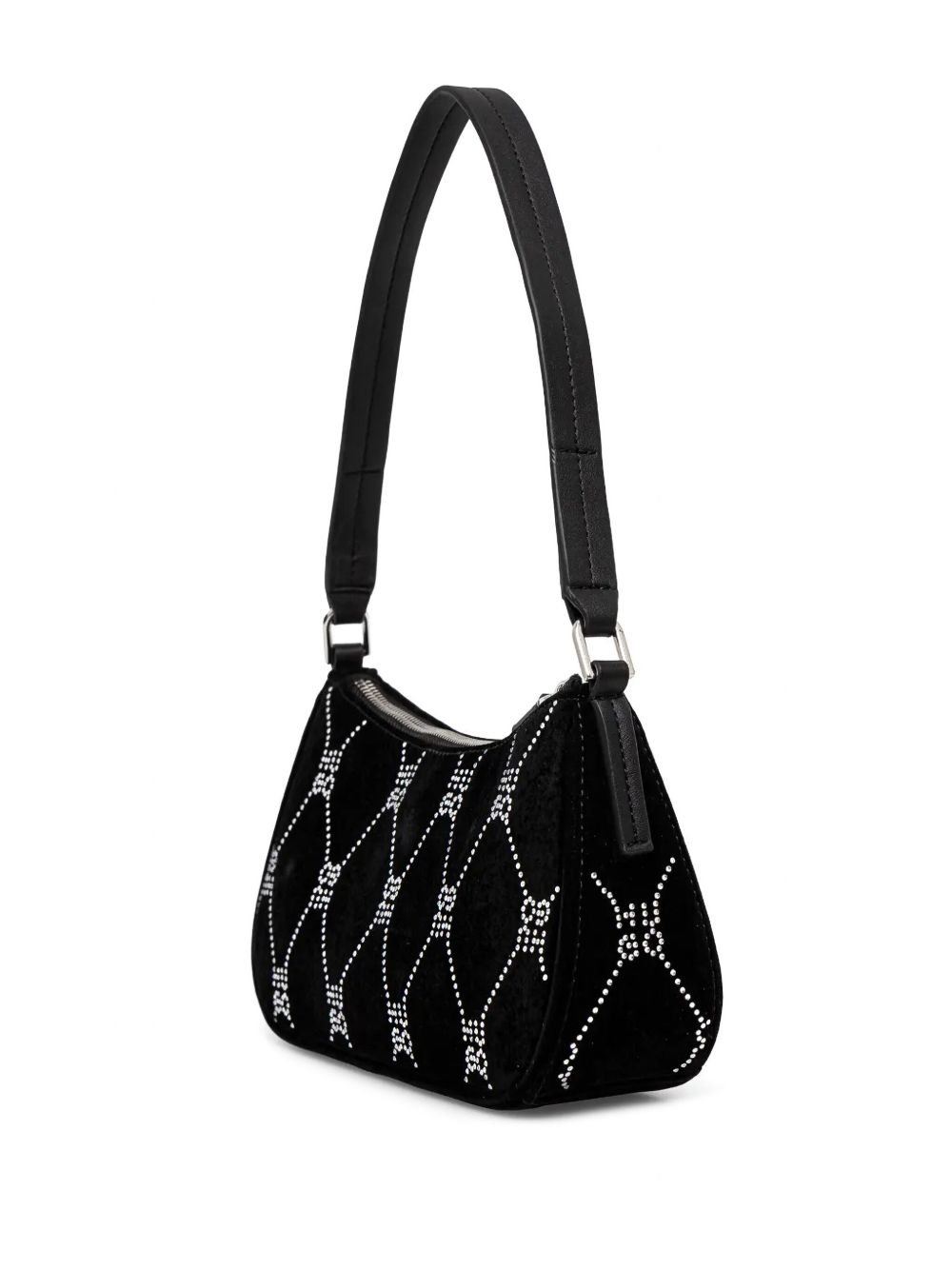 HUGO rhinestone-embellished velvet bag - Zwart