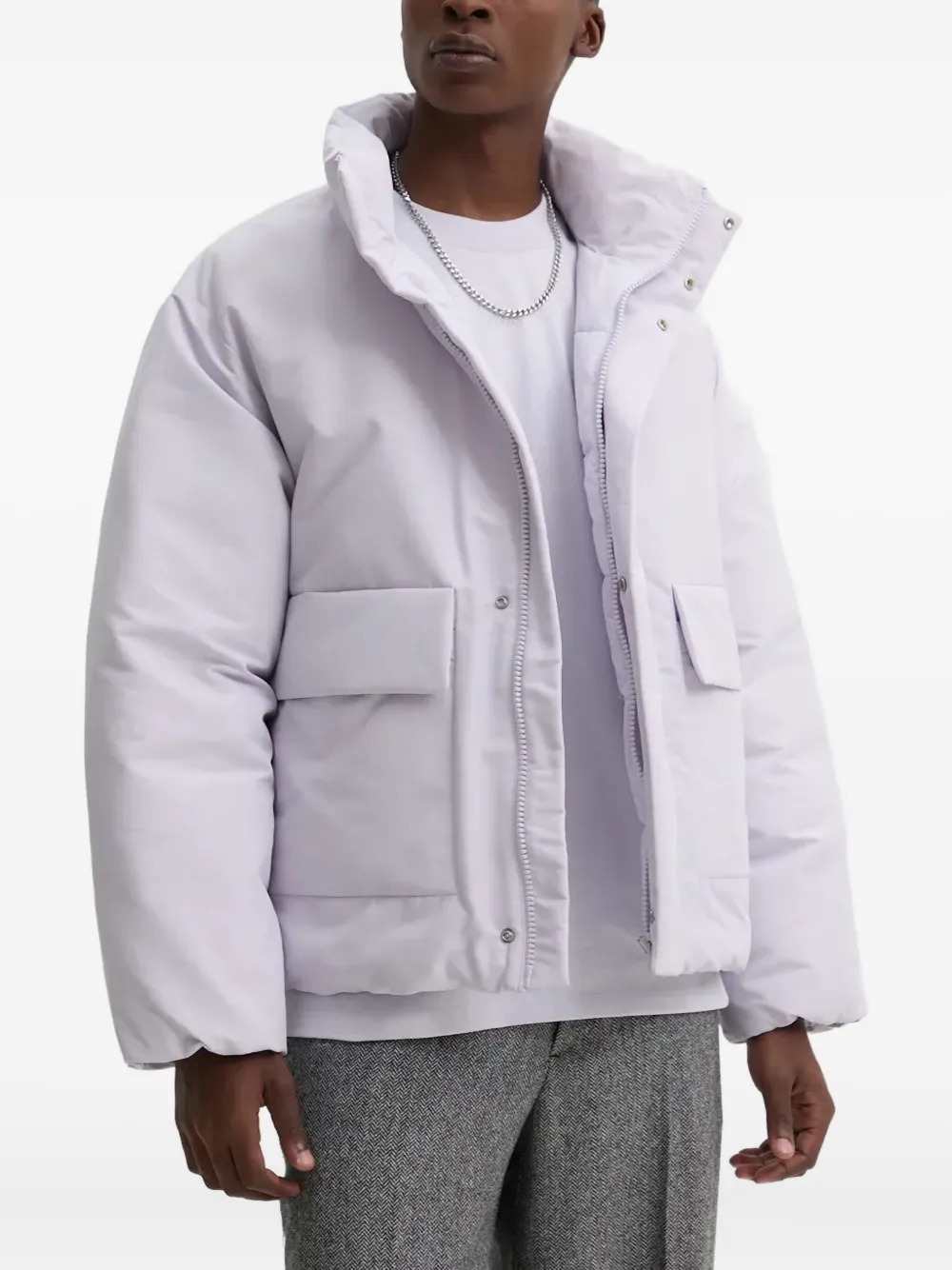 Hugo Boss Funnel-neck Jacket In Purple