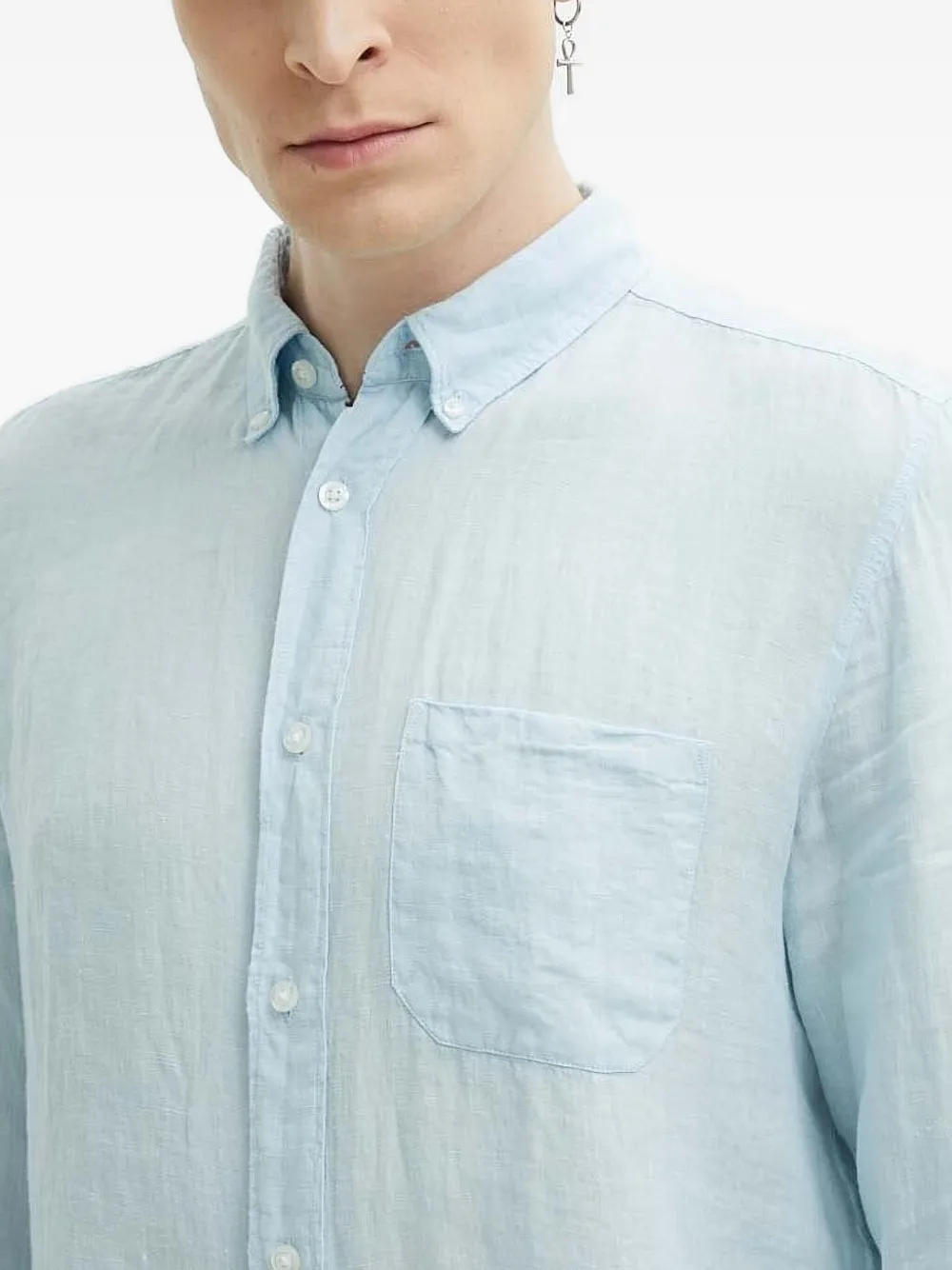 HUGO Linnen overhemd Blauw