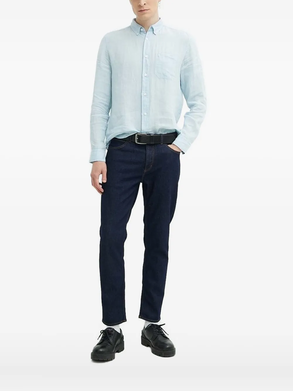 HUGO Linnen overhemd Blauw