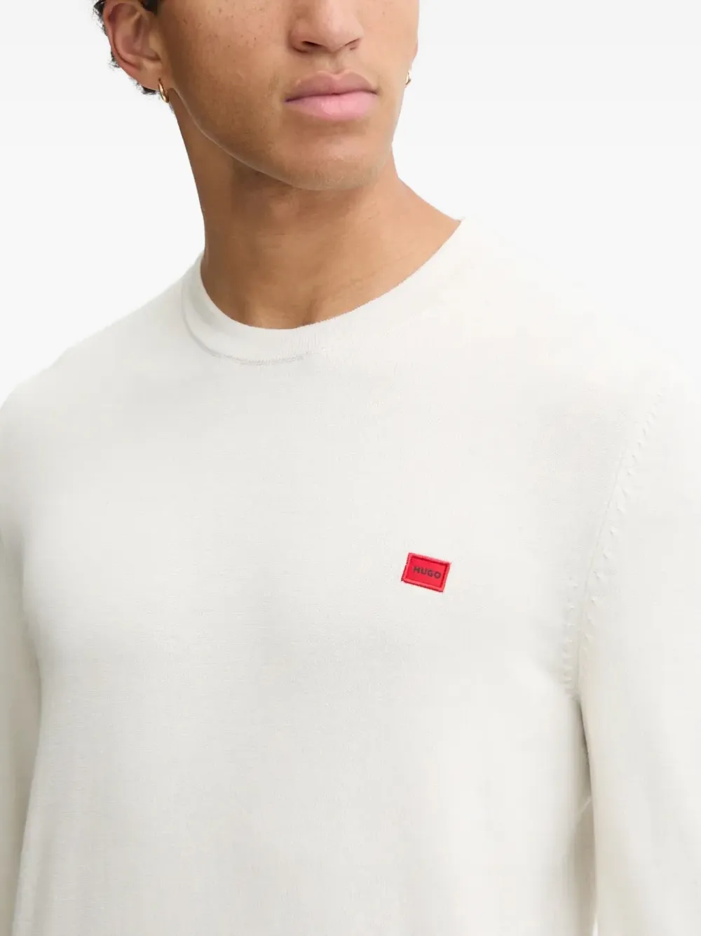 Hugo Boss Logo-patch Cotton Sweater In White