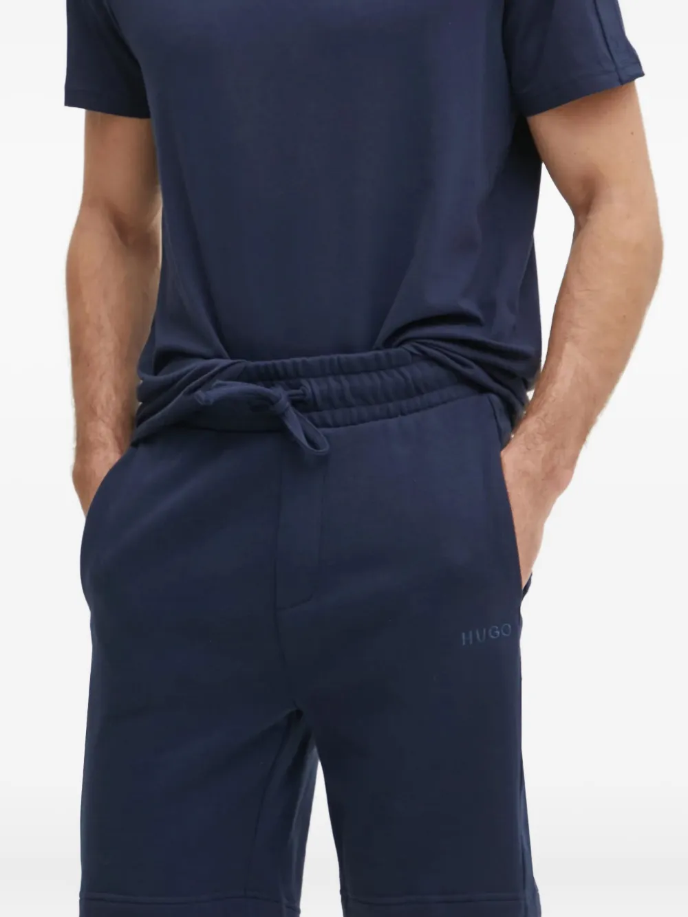Hugo Boss Logo-embroidered Shorts In Blue