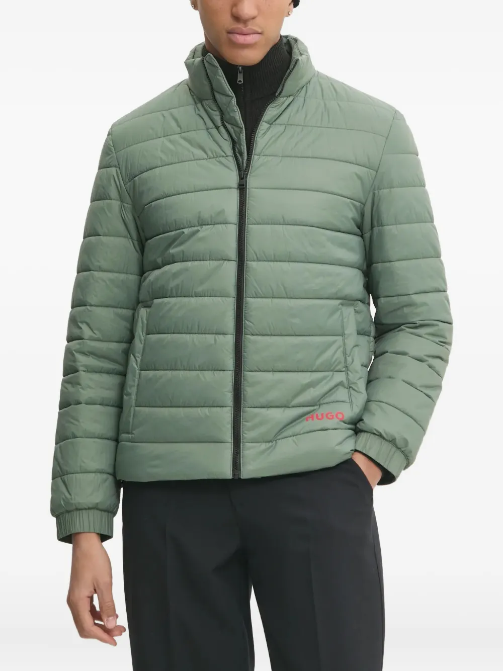 HUGO logo-print zip-fastening jacket | Green | Image 1
