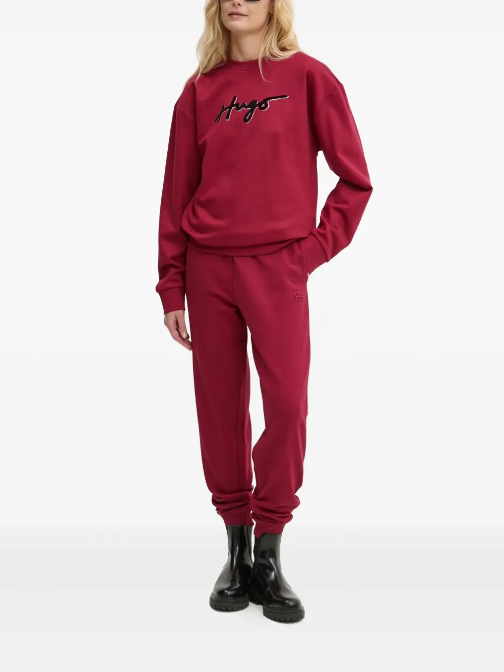 HUGO Trainingsbroek met geborduurd logo - Rood