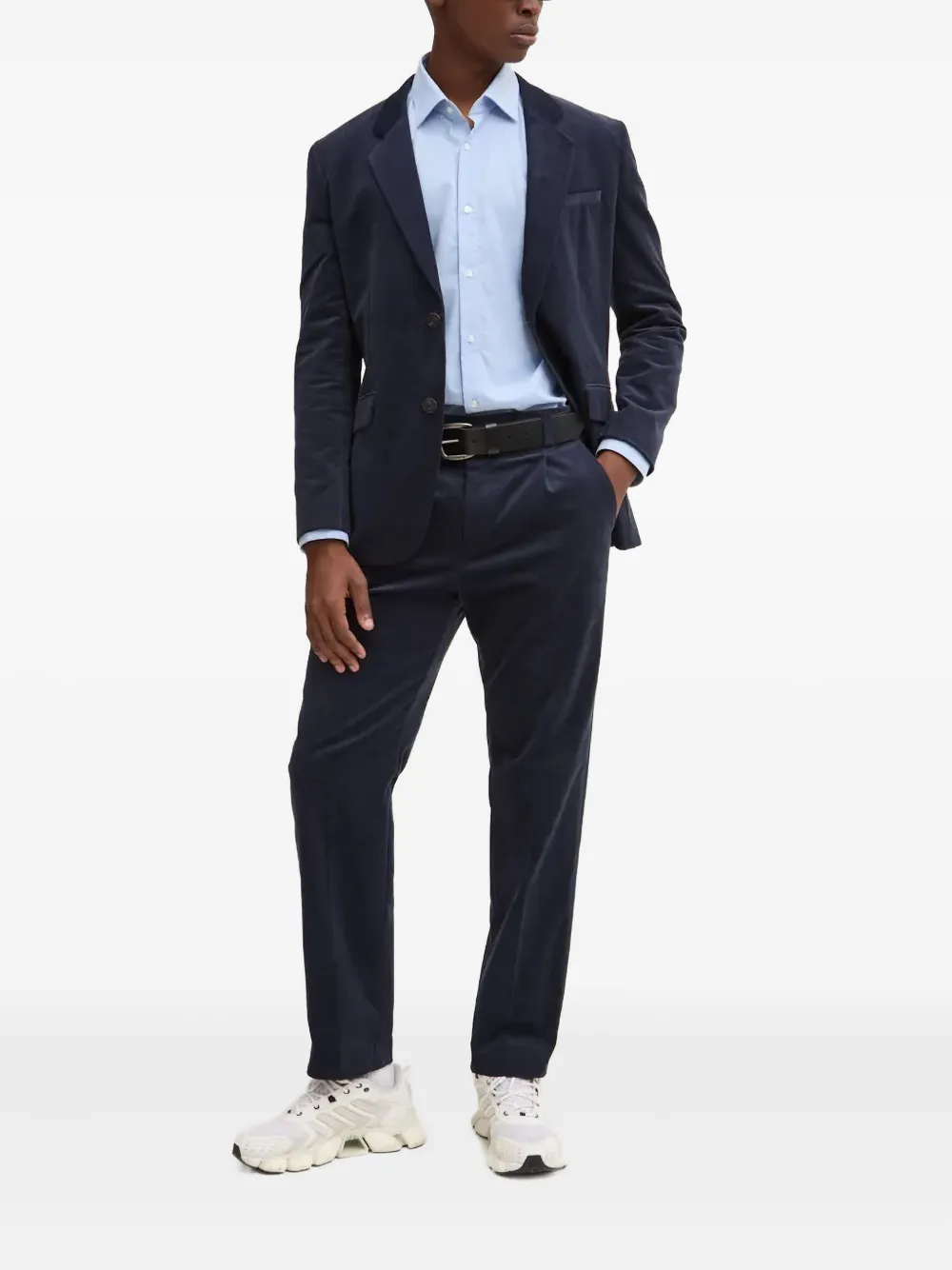 HUGO pleated corduroy trousers - Blauw