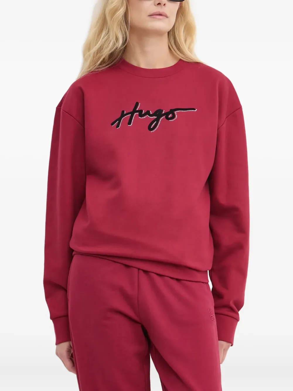 HUGO sudadera con logo de apliques | rojo | Image 1